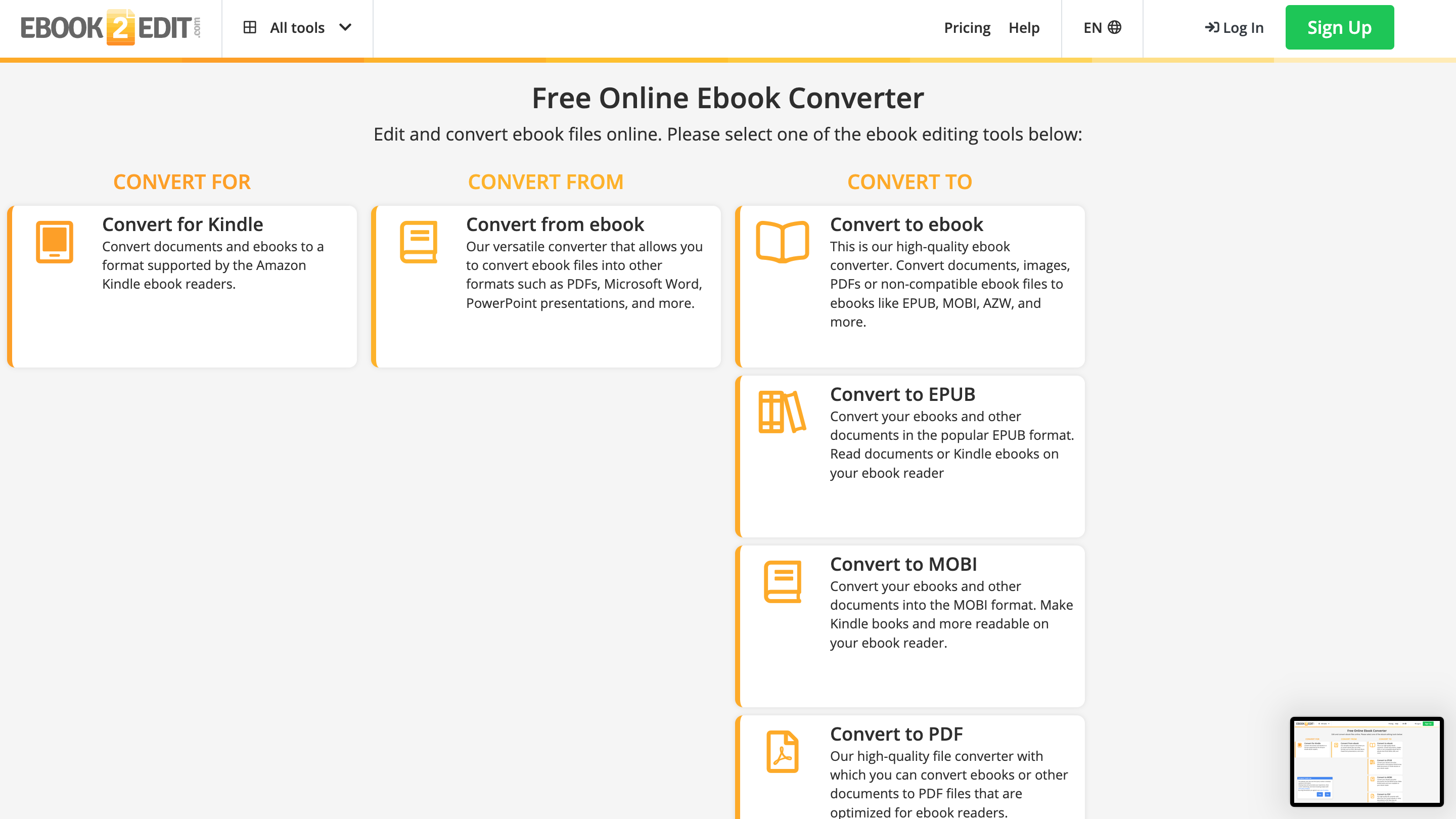 Convert for Kindle Convert into the Amazon Kindle format